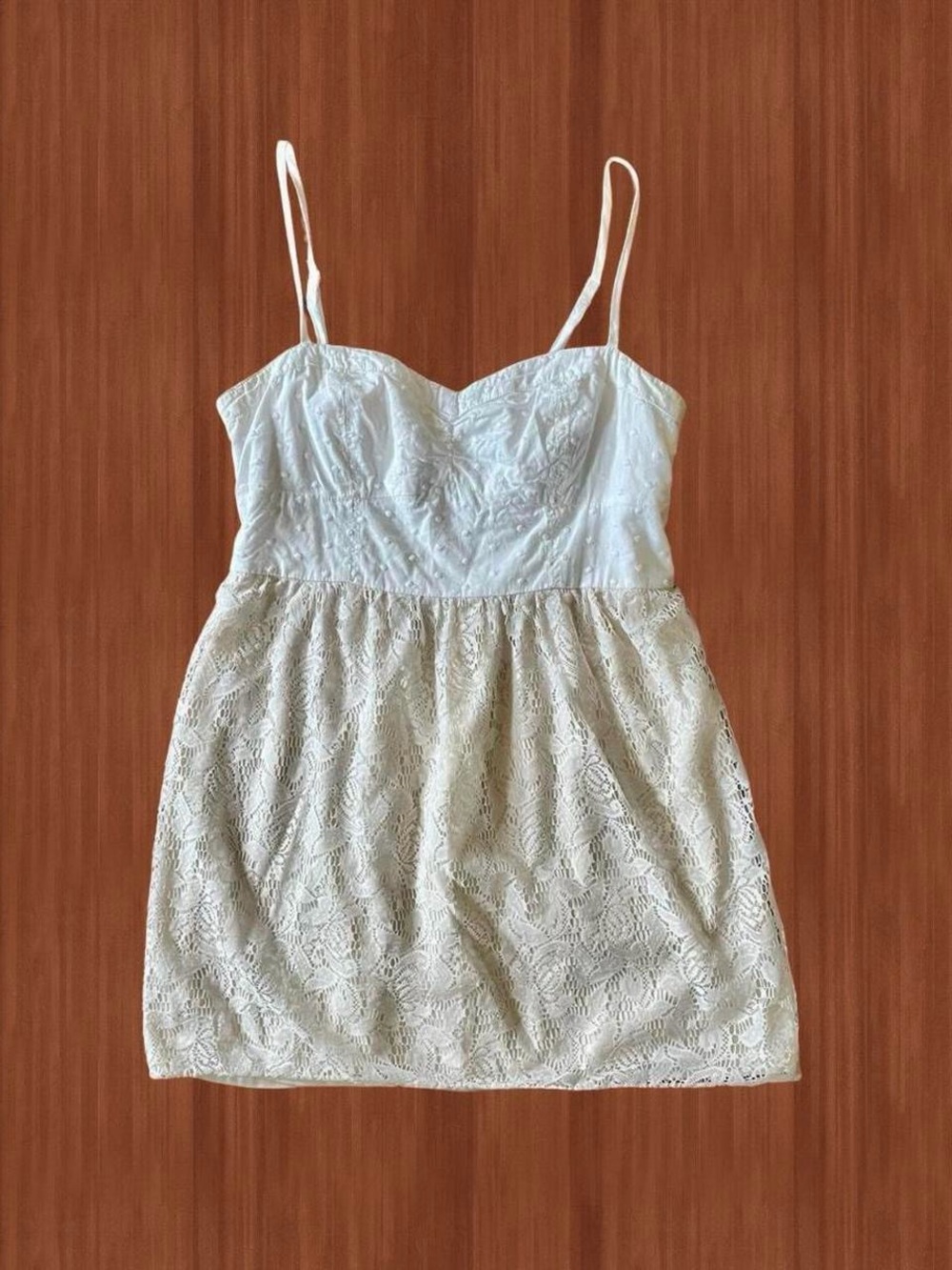 American Eagle Cream Lace Corset Mini Dress - Size L